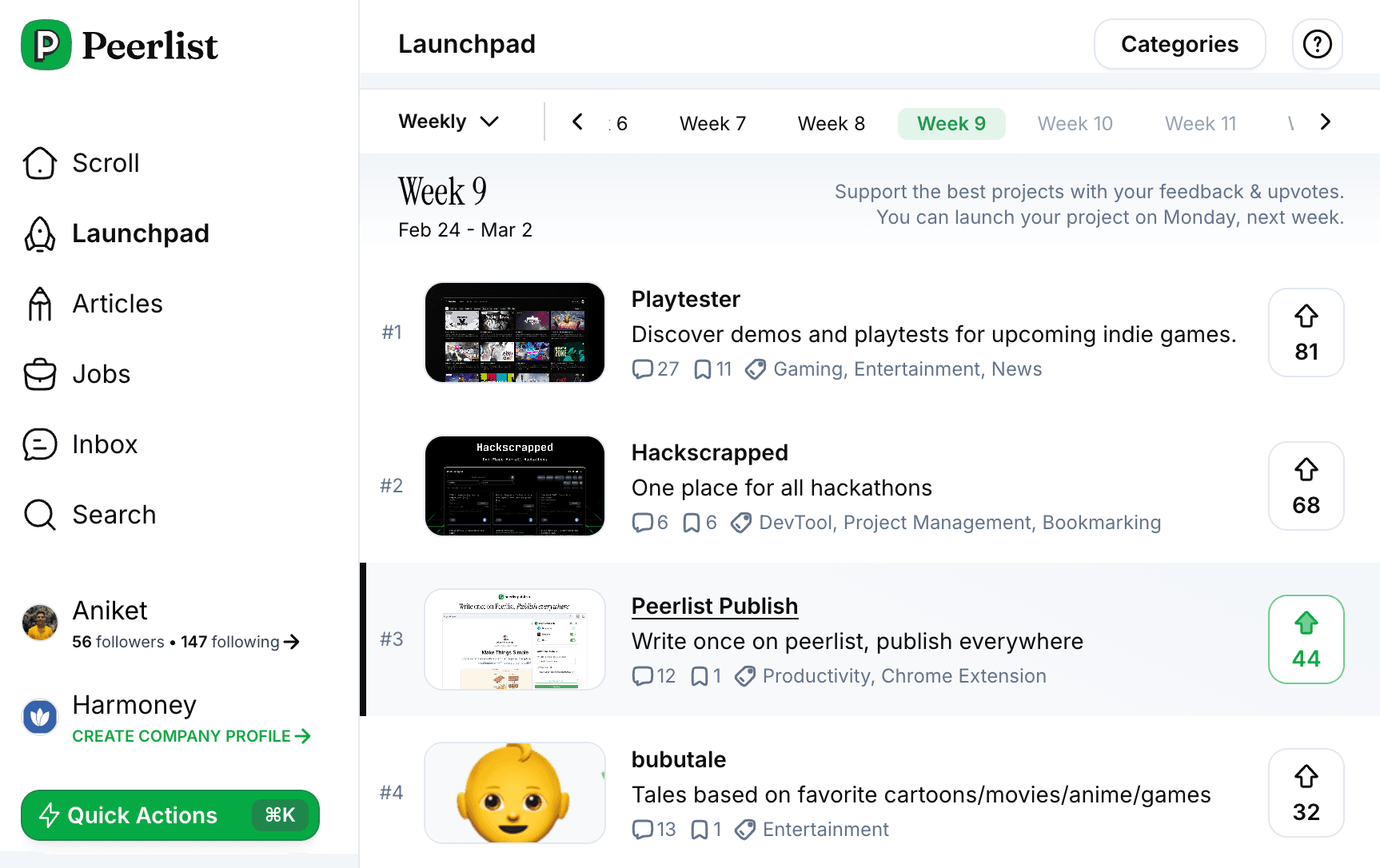 peerlist launchpad